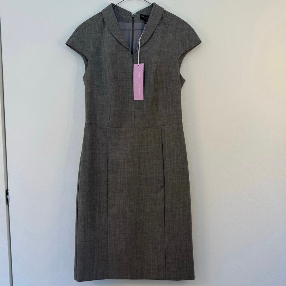 NWT Nora Gardner Evelyn 100% Wool Dress Size 4 Light Gray Sheath Career Office
